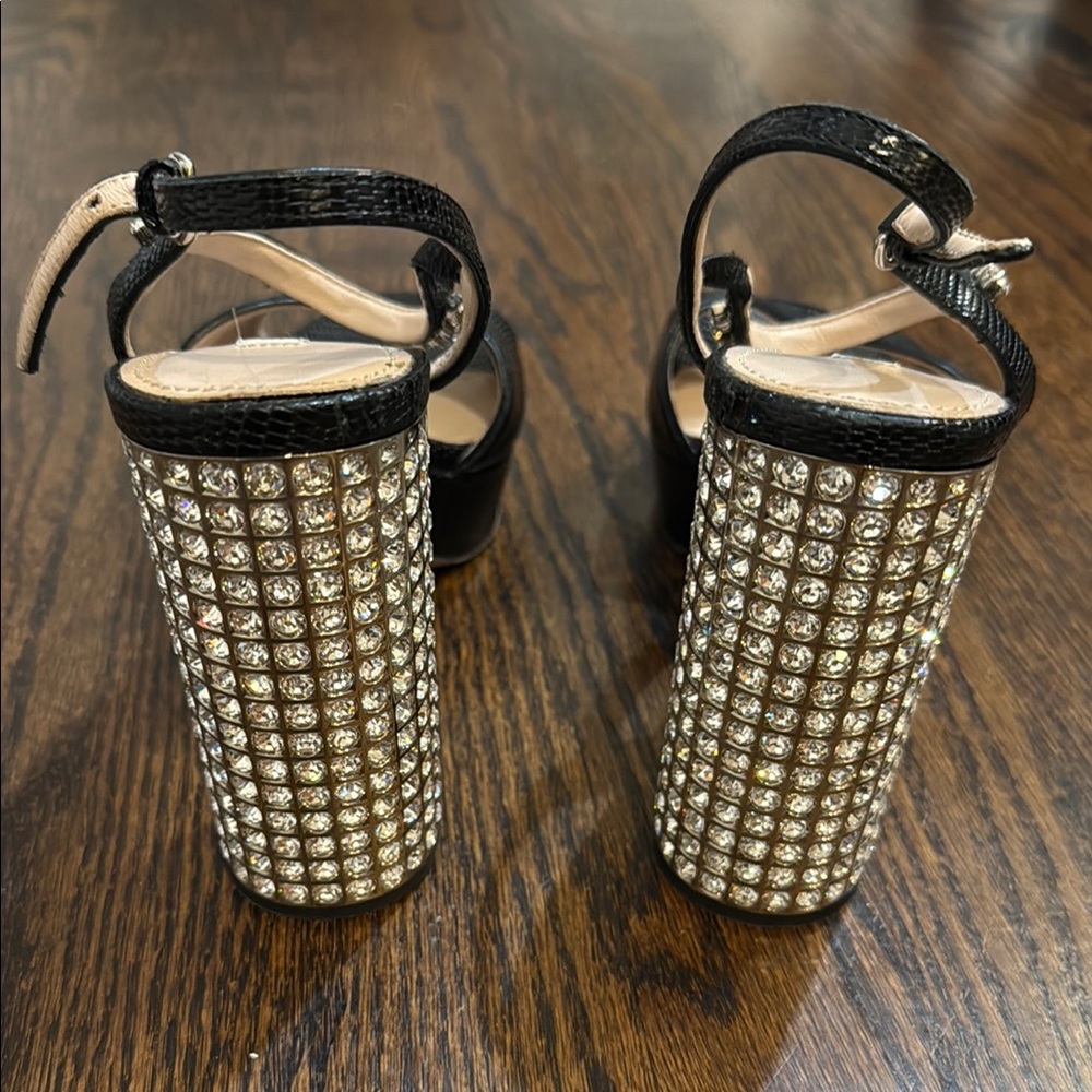 Miu Miu Black and Silver Platform Heels - Picture 5 of 10